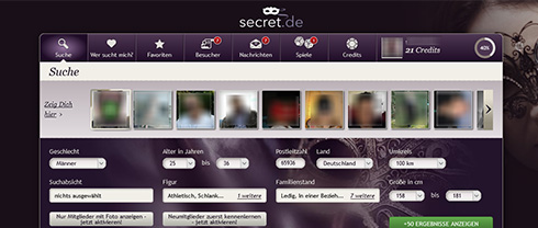 Die Übersichtseite von secret.de